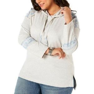 Style&CO 2X Gray Hoodie Sweatshirt 5A170